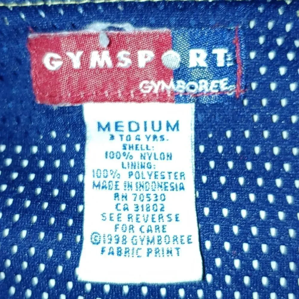 VTG Gymboree Gymsport yellow navy hooded windbreaker rain jacket Sz M (3/4) NWOT